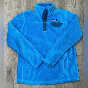 Girls XL (14) Patagonia Super Soft Synchilla Snap T Pullover Plush Blue Cotton